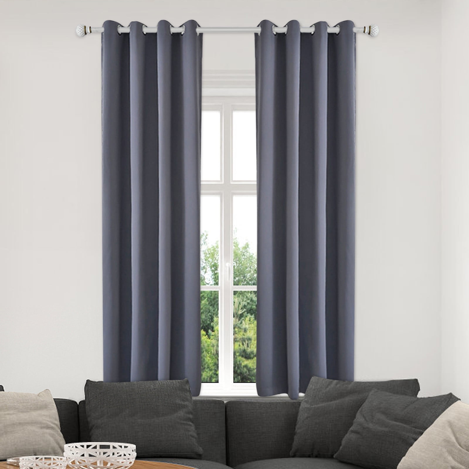 Blackout Curtains 52 x 84 inches Long Dark Gray Curtains Set of 2 Panels Thermal Insulated Room Darkening Curtains for Bedroom