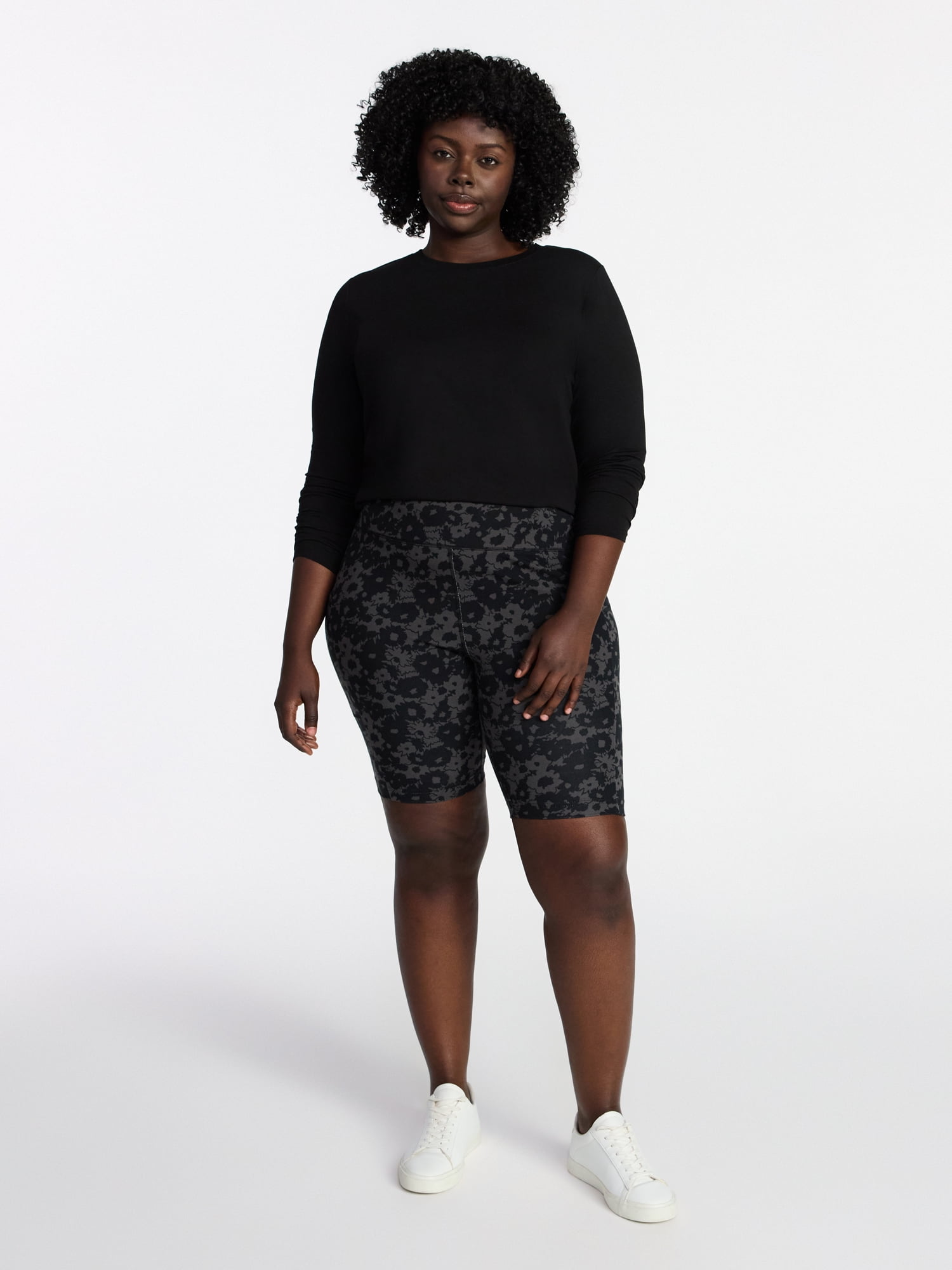 Terra & Sky Women's Plus Size Crewneck Tee with Long Sleeves, Sizes 0X-5X