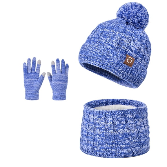 Kids Winter Hats Girls Scarf Glove Set, Warm Lined Hat Gloves Knit Neck Warmer Set for 3-10 Years Boys Girls