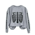 thumbnail image 4 of Charmgo Halloween Sweatshirt Under $15, Women's Trendy Halloween Skeleton Bones Casual Sweatshirt, Halloween Sweater for Women Grey XXL, 4 of 4