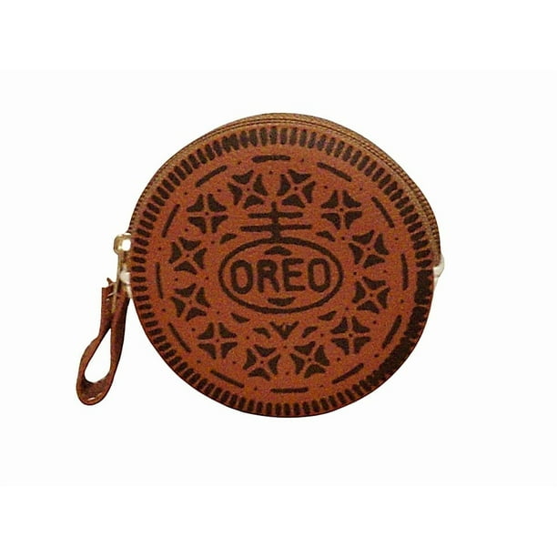 Monedero en forma de GALLETA CLÁSICA, Diseño de Comida, PAN DE DULCE Tipico Mexicano, Redondo, Color Café con Blanco, Moda Kawaii, Novedoso y Encantador.