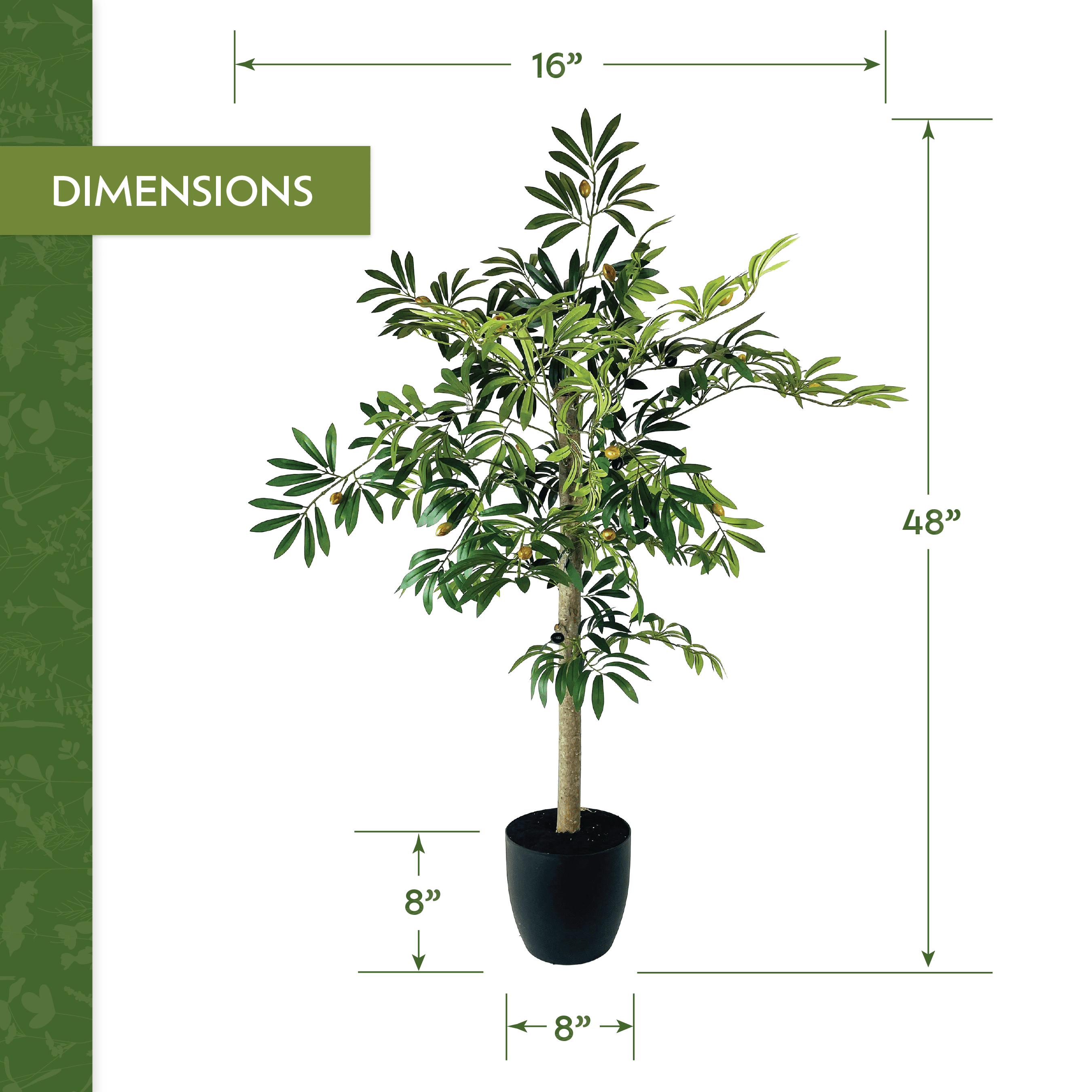 4ft Artificial Olive Tree in Black Growers Pot by LCG Florals, Fake Indoor Faux Tree for Living Room, Office, and Home Decor