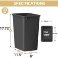 thumbnail image 2 of 35 Quart Plastic Trash Can, Under Canbinet Waste Bin, 9-Gallons Slim Trash Can for Kitchen Bedroom Office Bathroom Under Sink Black (1 Pack), 2 of 15