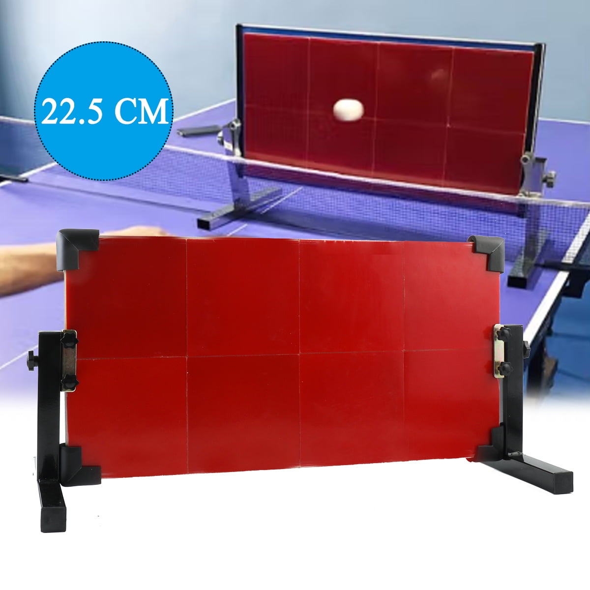 SUDEG Portable Desktop Table Tennis Rebound Board Rebounder with 8 Red Rubbers, Improved 2nd Generation Pingpong Return Board Self Training Equipment, Strong Steel Frame | Easy to Install 60*33cm