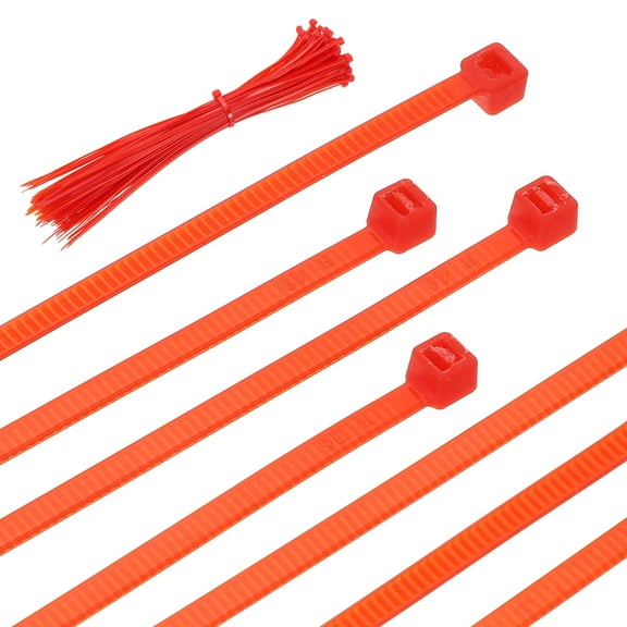 Uxcell 8 Inch Cable Zip Ties Self-Locking Nylon Wire Ties Heavy Duty Zip Tie with 50 LBS Tensile Strength (0.1"W) Red, 100 Pcs