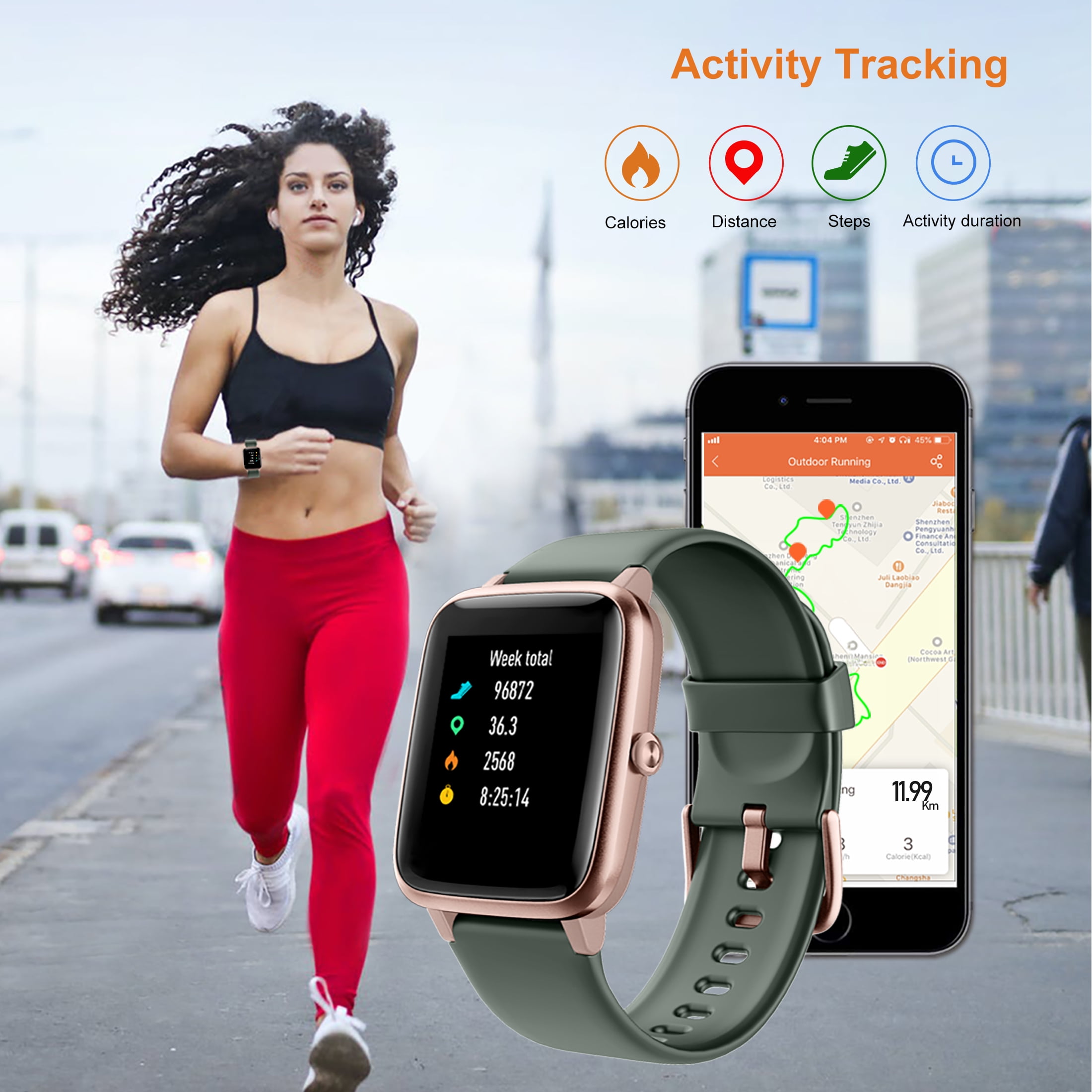YAMAY YM021 Smart Watch for Android Samsung iPhone Fitness