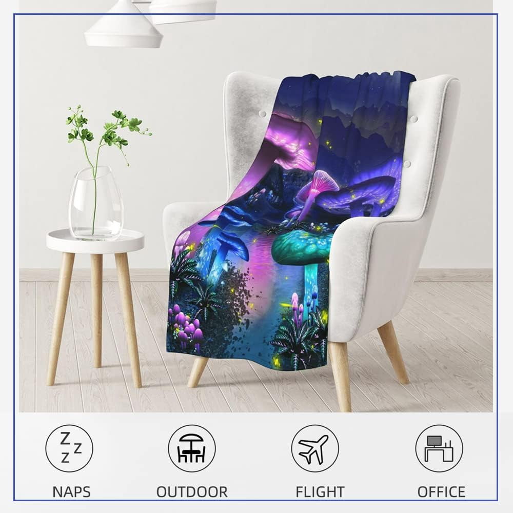 Mushroom Blanket, Mushroom Gifts for Women, Mushroom Decor Wonderland Gifts for Mushroom Lovers Soft Fleece Flannel Plush Mushroom Throw Blanket for Couch Bedding Living Room 60" X 50"