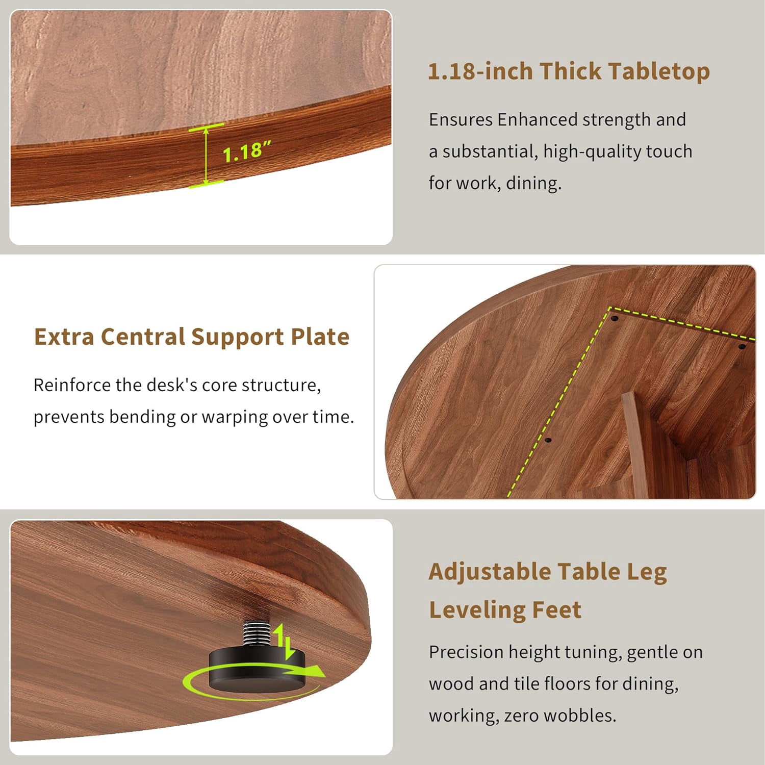 Virans 47.2" Round Dining Room Table for 4-6,Dinner table with MDF for Kitchens,Living Rooms,Walnut