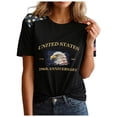 thumbnail image 6 of idosla American 250th Anniversary Rhinestone 3D Printed Design Women's T-Shirt Eagle 1776-2026 America Flag Crew Neck Tee (Dark Gray, L), 6 of 6