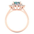 thumbnail image 4 of 2.72 ct Oval Cut Blue Moissanite with Simulated Diamond Halo Accents 14K Rose Gold Womens Engagement Ring, 4 of 5
