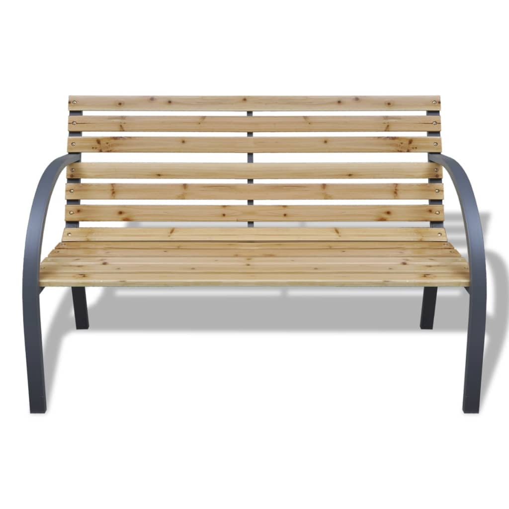 Kepooman Outdoor Patio Wooden Bench with Wide Armrest & Iron Frame for Garden, Wood Color Kepooman Outdoor Patio Wooden Bench with Wide Armrest & Iron Frame for Garden, Wood Color