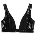 thumbnail image 6 of Alvivi Women's Wet Look Pu Leather Bra Top Plunging Tank Crop Top Vest Bustier Rave Dance Bra Black S, 6 of 7