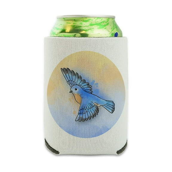 Eastern Bluebird Watercolor Northeastern Bird Can Cooler - Drink Sleeve Hugger Collapsible Insulator - Beverage Insulated Holder