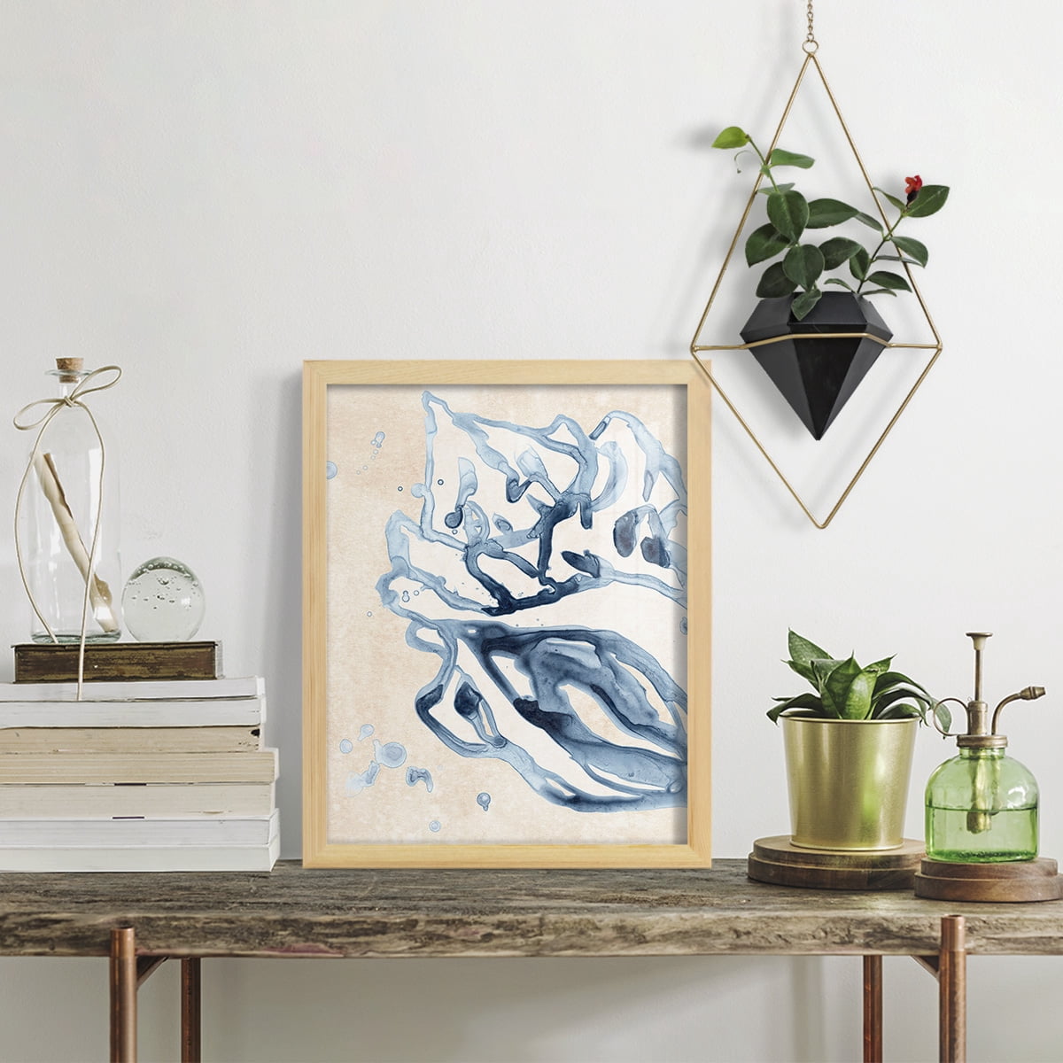 Water Shells II - Framed Print w/glass - Natural Wood