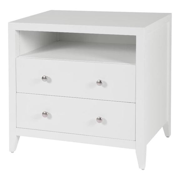 Beaumont Lane Transitional 28"W Wood 2 Drawer Nightstand in White