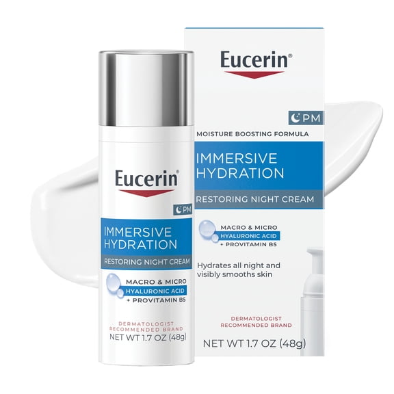 Eucerin Immersive Hydration Restoring Night Cream with Hyaluronic Acid and Provitamin B5, 1.7 oz