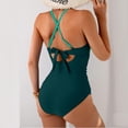 thumbnail image 6 of Women's One Piece Swimsuits Tummy Control Front Cross Bathing Suits V Neck Slimming Tie Back Swimwear Turquoise XL, 6 of 6