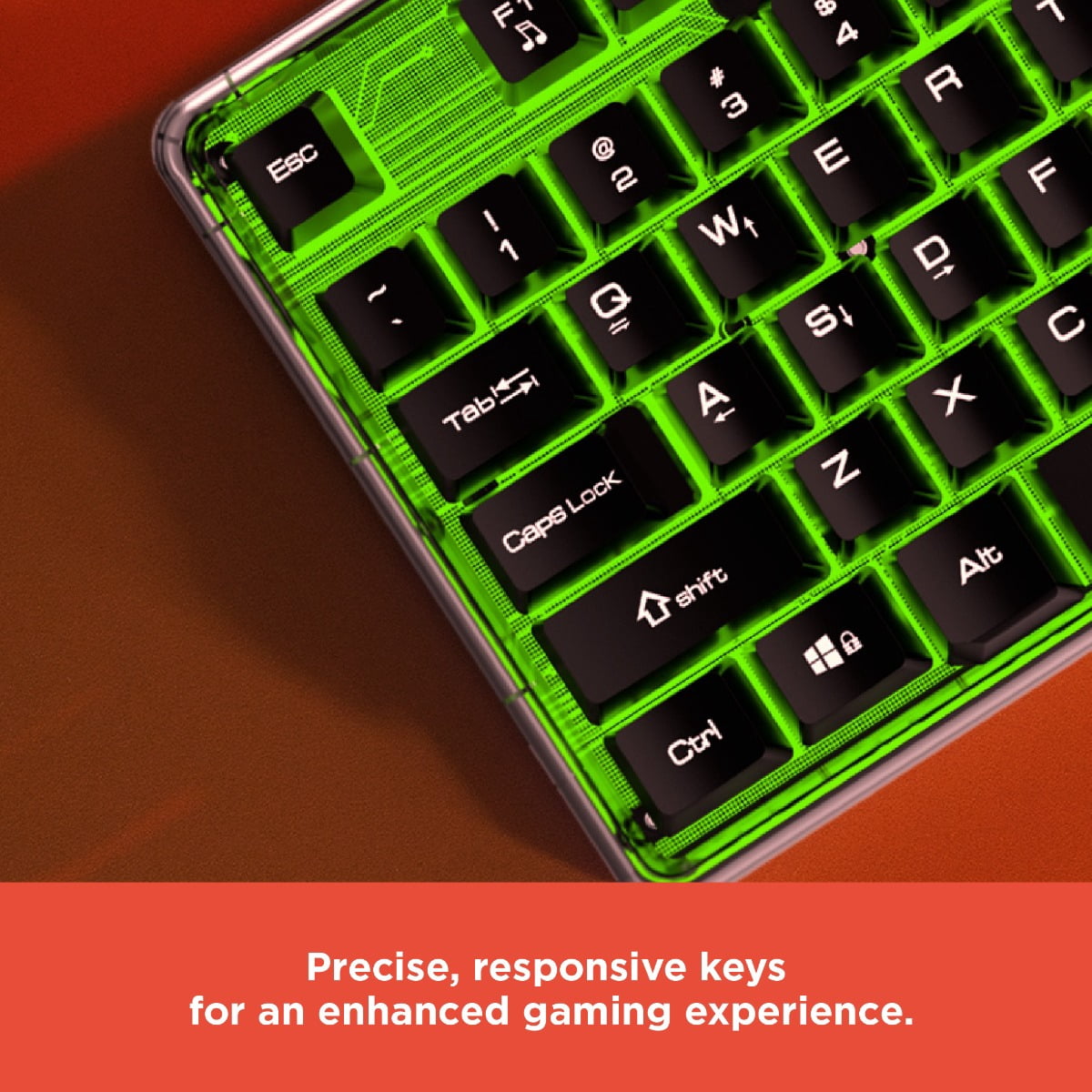 RadioShack Transparent Black Gaming Keyboard with Lighting (5V)