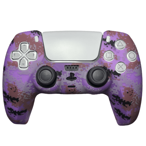 Purple Digital Camo PS5 Silicone Grip Gaming Rubber Case Cover
