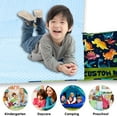 thumbnail image 3 of AOLOA Personalized Toddler Nap Mat for Daycare, Custom Name Kids Sleeping Bag with Pillow and Blanket for Preschool Kindergarten, Dark Blue Dinosaur Design Nap Mats Easy Carry, 3 of 8