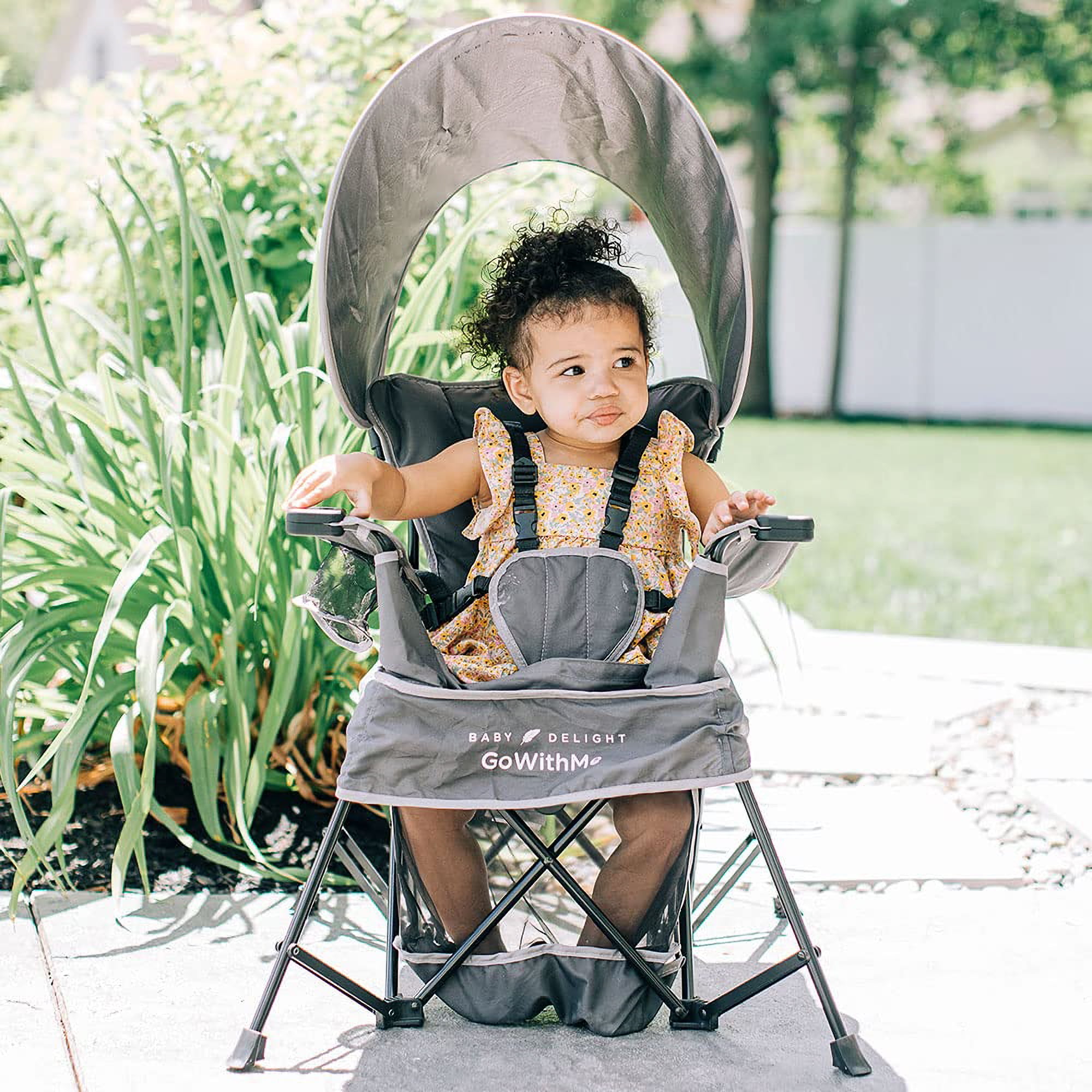 Go With Me Jubilee Deluxe Portable Infant Chair, Removable Canopy, Gray