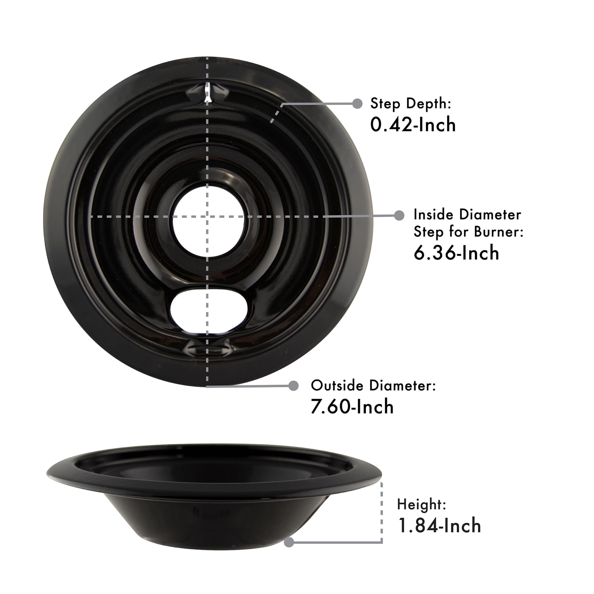 Range Kleen P119204XN Style B Black Porcelain Drip Bowls, 4 Pack