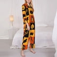 thumbnail image 3 of Goofa Halloween Banner Symbols Printed Women’s 2 Piece Pajama Set Super,Pajamas Women's Long Sleeve Sleepwear Soft Button Down Loungewear Pjs Lounge Set Nightwear-Small, 3 of 9