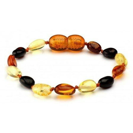 Baltic Amber Baby Teething Bracelet/Anklet Multicolour Oval Beans BTB37 By Amber (Best Amber Anklet For Teething)