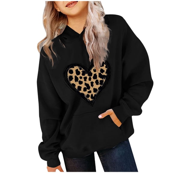 SGFCWSX Girls Fleece Sweatshirt Kids Long Sleeve Hoodie Stylish Thermal with Pockets Pullover Tops Black Size 7 Years