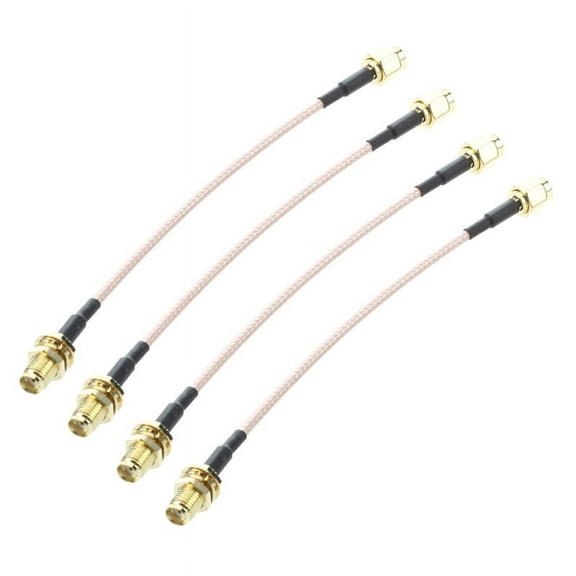 4X SMA Female SMA Male F / M Antenna Connection Cable Adapter Black   Gold