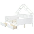 thumbnail image 2 of Bellemave Full Size House Platform Bed with Storage Bookcase, Light Strip, & 2 Drawers, Wood Platform Daybed Frame with Guardrail, No Box Spring Needed（White), 2 of 8