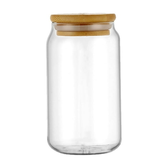 Vaso de Vidrio con Forma de Flor de Wood Mist, Fabricado En Vidrio de Borosilicato, Tapa de Madera con Junta, Solución Hidratante para Bebidas Frías, Ideal para Regalar, Cumpleaños y Bodas,