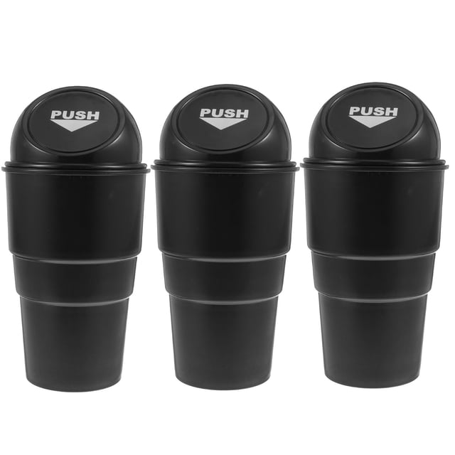 MasteelfCA 3Pcs Useful Car Trash Storage Cans Car Storage Boxes Garbage Cans (Black)