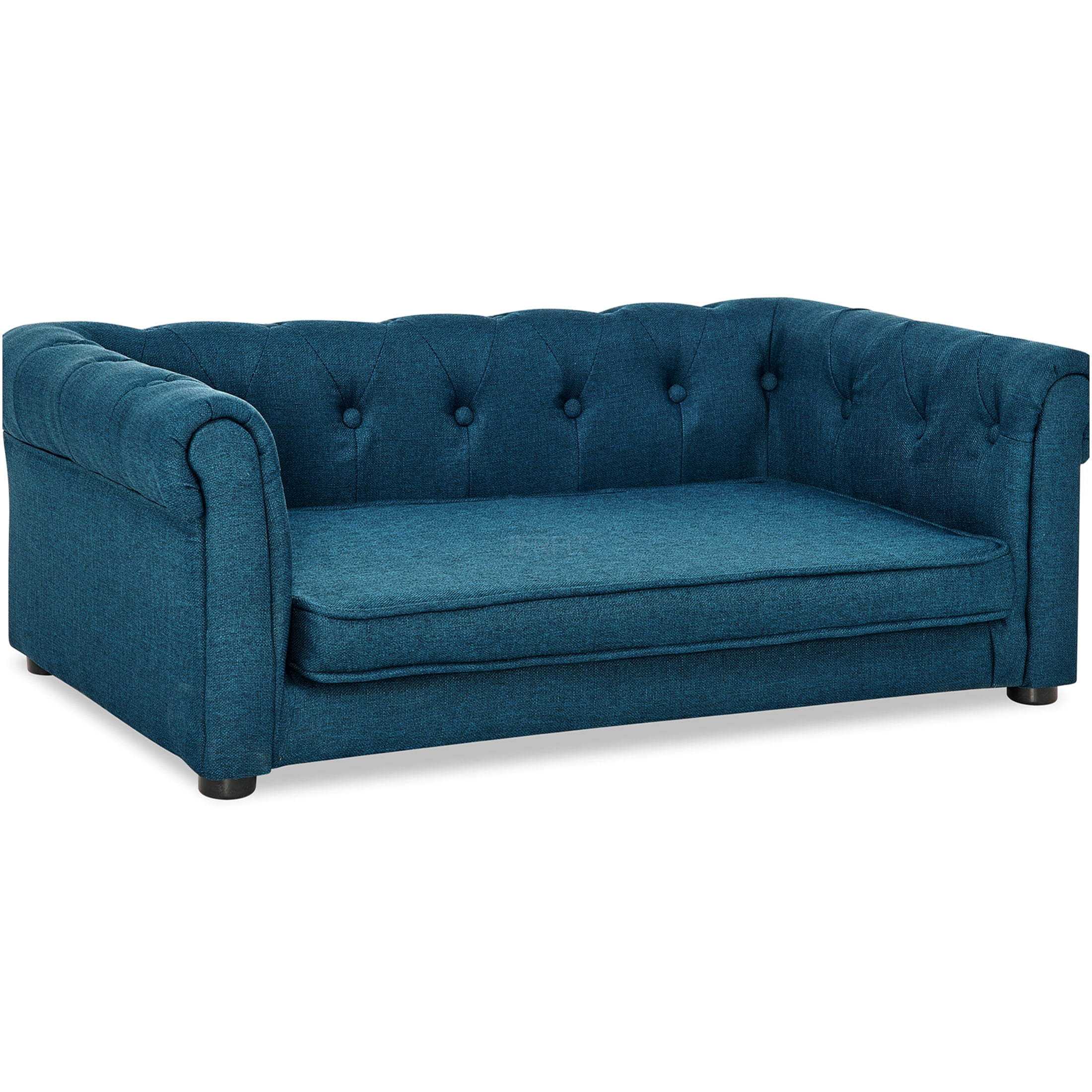 JERFIT Elevated Dog Bed for Small & Medium Dogs, Modern Pet Sofa with Foam Padding, Breathable Blue Fabric, Indoor Pet Furniture, Supports up to 100lbs