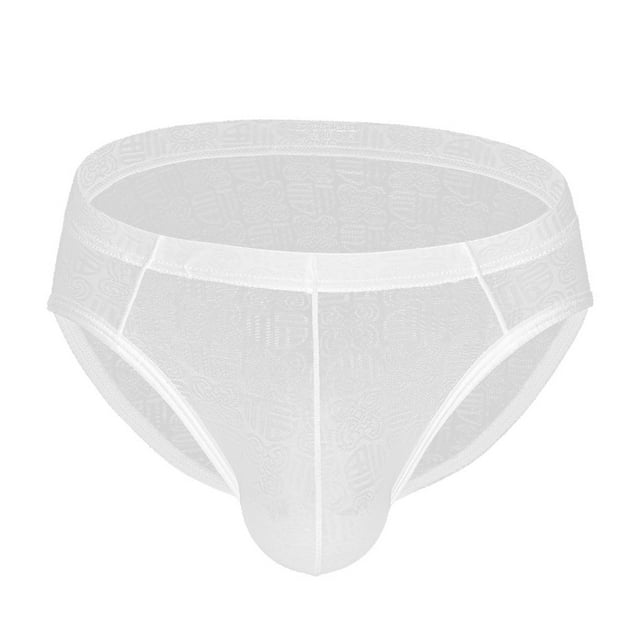 Sonducket Calzoncillos sexis de malla transparente de seda de hielo para hombre, ropa interior cómoda súper suave y seductora Prendas para la parte inferior del cuerpo Blanco SG