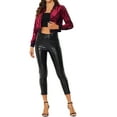 thumbnail image 2 of INSPIRE CHIC Women's Sequin Sparkle Zipper Cropped Bomber Jacket M Rose Red, 2 of 6