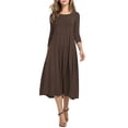 thumbnail image 1 of Sonducket Vestido de mujer Cuello Otoño Vestido de mujer Traje de cuello Media manga Vestido de columpio grande Vestidos Marrón S Sonducket AP003182-25, 1 of 6