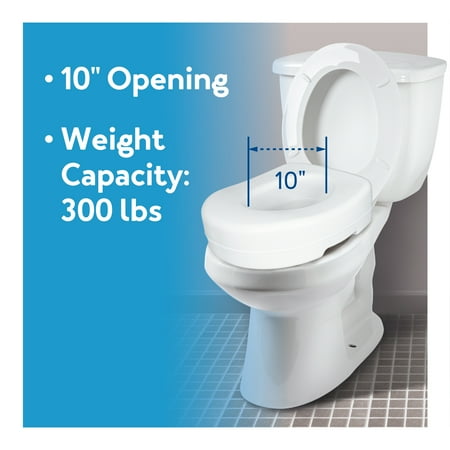 Carex Raised Toilet Seat with 5 in Height, Slip-Resistant & Removable, 300 lb Limit