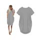 thumbnail image 1 of Txlixc Vestido De Cuello Redondo De Moda Para Mujer, Falda Media De Bolsillo Casual De Gran Tamaño De Manga Corta De Color Sólido De Temperamento De Verano Para Mujer Txlixc Moda, 1 of 3