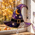 thumbnail image 2 of Halloween Witch Hat Hanging Ornament, Halloween Moonlight Witch Hat Window Hanging Sun Catcher, Halloween Decoration Indoor Outdoor for Home & Party, Gift, 2 of 6