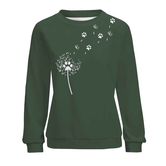 Gibobby Sudadera de mujer Sudadera para mujer linda camisa de otoño con cuello redondo(Verde,M)