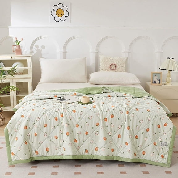 FEOLGEHLY 59.06x78.74 Inch Cooling Throw Blanket, Lightweight Summer Blanket Cotton Cooling Comforter for Hot Sleepers, Soft Stitched Washable Thin Quilt for Bedroom Daily Use