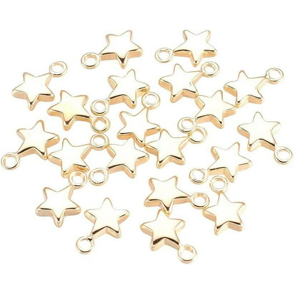 20pc 20 Pcs Gold Plated Brass Charms Star Real 18K Gold Plated Pendants for Necklace Earrings Jewelry Making 7mm Wide