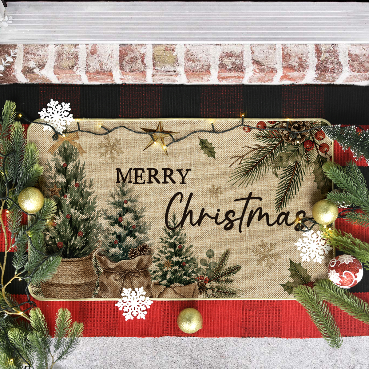 Sm:)e Pine Tree Pinecone Christmas Doormat, 17x29 Inch photo 7