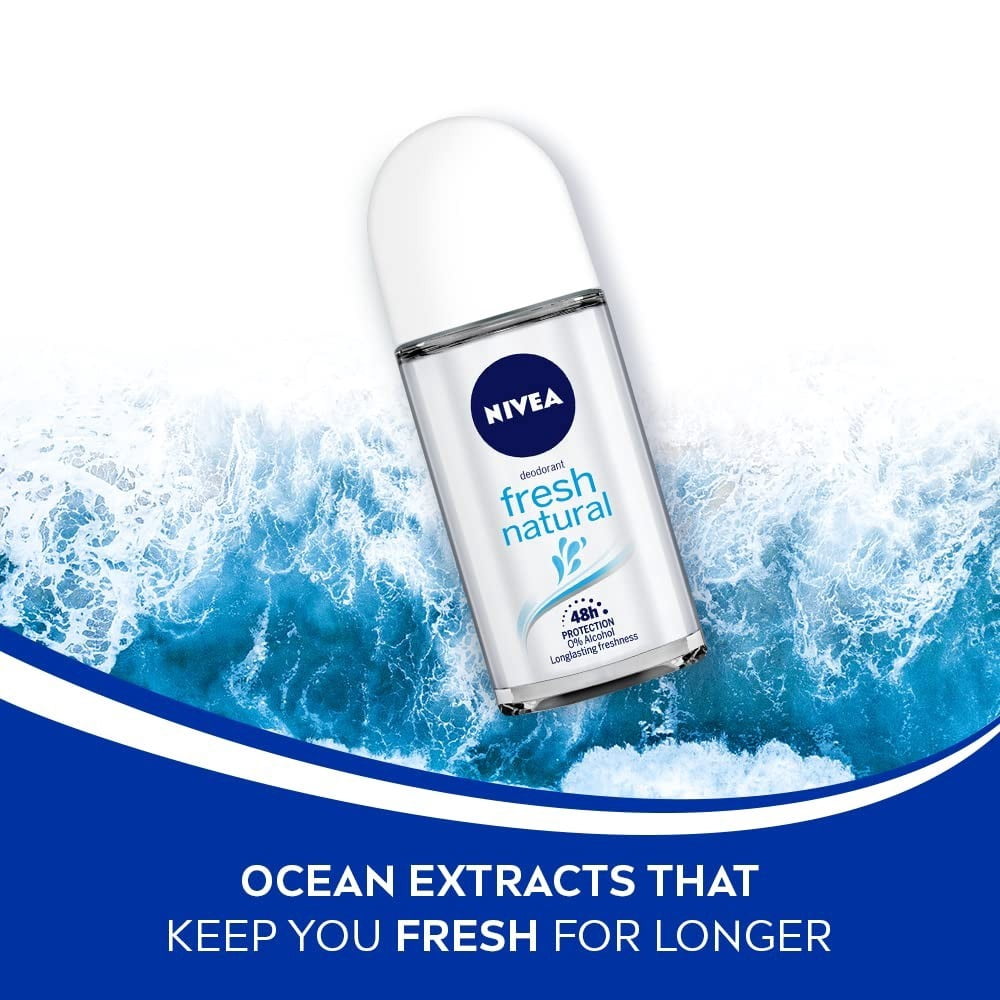 NIVEA WOMEN'S DEODORANT ROLL-ON Fresh Natural -Pack of 12