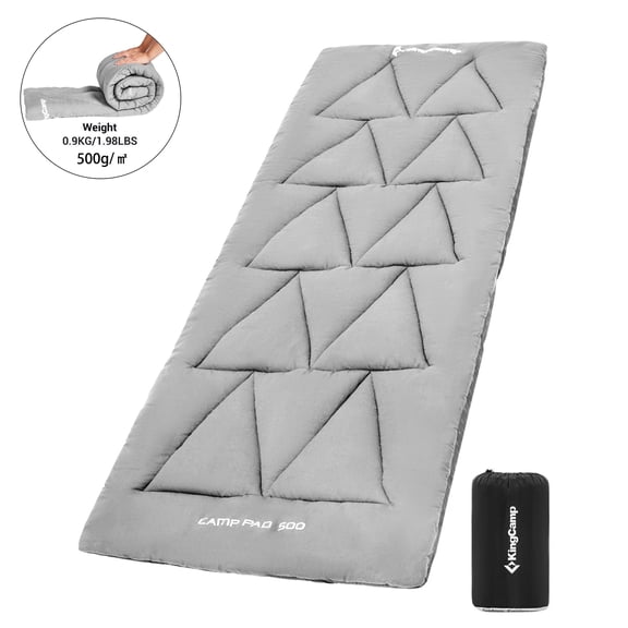 KingCamp Nonslip Camping Sleeping Pad, Portable Cot Mattress for Outdoor & Indoor, Thicked Cotton Cot Pad with Elastic Strap, 74.8L x 25.2W, Grey