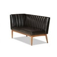 thumbnail image 4 of Baxton Studio Daymond Mid-Century Modern Dark Brown Faux Leather Upholstered and Walnut Brown Finished Wood 3-Piece Dining Nook Set, 4 of 7