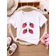 thumbnail image 1 of Girls' T-Shirt with Fruit, Strawberry, And Heart Print for Toddlers, Short-Sleeved., 1 of 6