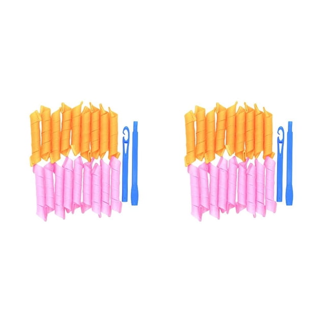 Soidarity 18 Uds. De rizadores de pelo, rizos en sin calor, Kit de estilismo DIY, rosa y naranja 2piezas rosa naranja