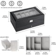 thumbnail image 3 of ProCase Caja para Reloj de 12 Ranuras, Estuche Organizador de Relojes de 2 Pisos con Tapa Vidrio Anti-polvo Almacenaje Guardarrelojes para Hombres y Mujeres (Negro), 3 of 14